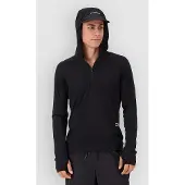 Mons Royale - Temple Merino Long Sleeve Hood - Merinolongsleeve XXL, zwart