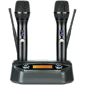 INF Dubbele professionele draadloze microfoon met vaste ontvanger Black