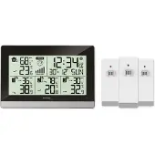 Nextime Weerstation Technoline WS 7065 144x96x38mm zwart/zilver met 3 buitensensors 30m