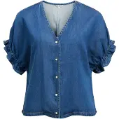 Object Blouse 'OBJFRAME' blauw denim