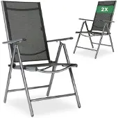 Arebos 2x Opvouwbare tuinstoel aluminium verstelbaar 7 standen voor balkon terras