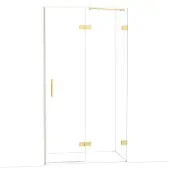 Maxaro Diamond Douchedeur | 110 cm Glanzend lichtgoud Helder glas Draaideur