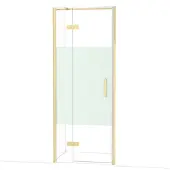 Maxaro Diamond Douchedeur | 80 cm Glanzend lichtgoud Helder met matte strook Draaideur