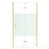 Maxaro Diamond Douchedeur | 110 cm Glanzend lichtgoud Helder met matte strook Draaideur
