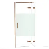 Maxaro Diamond Douchedeur | 90 cm Glanzend koper Helder met matte strook Draaideur
