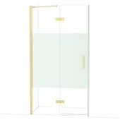 Maxaro Diamond Douchedeur | 110 cm Glanzend lichtgoud Helder met matte strook Draaideur
