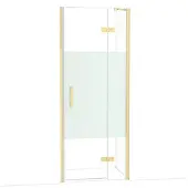Maxaro Diamond Douchedeur | 80 cm Glanzend lichtgoud Helder met matte strook Draaideur