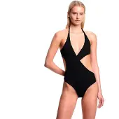 Emporio Armani Dames Zwart structuur zwempak (M), Strandkleding, Polyester EW003274_AF20238