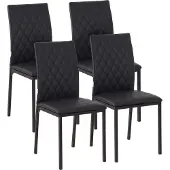 HOMCOM Eetkamerstoel, set van 4, beklede eetkamerstoelen, kunstleer