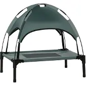 PawHut Paws Huisdieren Bed met luifel Verhoogd Ademende Taffeta stof 61 x 46 x 61 cm