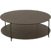 Jline Salontafel rond MDF/metaal donkerbruin groot