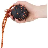 Non-Stop Dogwear - Ball with rope - Orange/black - 7cm