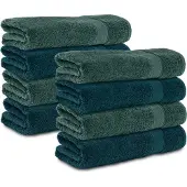 Komfortec 8x Handdoek 50x100 - 100% Katoen – Handdoekenset - Petrol-Dunkelgrun