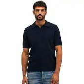 Butcher of Blue Donkerblauwe polo v-hals korte mouw