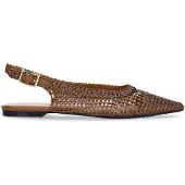 Manfield - Dames - Bronzen gevlochten slingbacks - Maat 38