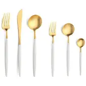 Bavary 36-delige 18/10 roestvrijstalen bestekset voor 6 personen goud/wit