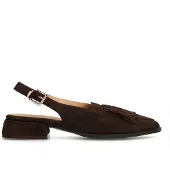 Manfield - Dames - Donkerbruine suède slingbacks - Maat 40