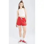 DeFacto - Damesshort - Rood - M - Trekkoord