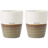 Zusss Set Van 2 Koffiemokken Kusje - Cadeau Dames - Verjaardag Keramiek Grijsblauw / Wit
