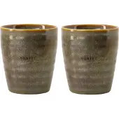 Zusss Set Van 2 Koffiemokken Geniet - Cadeau Dames Keramiek Wit / Donkergroen