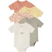 Vertbaudet Set van 5 body's met korte mouwen met bloemenprint