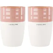Zusss Set Van 2 Mokken L Lieveling - Cadeau Dames Keramiek Wit / Donkerroze