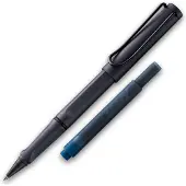 Lamy 1240210 safari vulpen, roestvrij staal, zwart, met inktpatroon T10