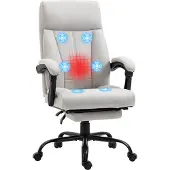 Vinsetto -Massage-Bürostuhl-Polyester, Stahl-65L x 74B x 111-119H cm-Hellgrau