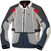 IXS Tourster-BigAir 1.0, stoffen jas ,Lichtgrijs/Donkerblauw/Rood ,L