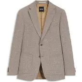 BOSS Slim-fit blazer van een scheerwolmix met dessin