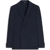 BOSS Double-breasted slim-fit blazer van katoen met patroon