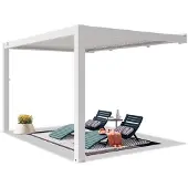 PRIMEYARD Muurpergola 3x4 m in wit, met lamellendak in wit
