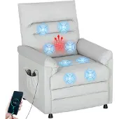 HOMCOM Massage Relaxbank - Fluweel (100% polyester) - 82x99x106cm - Lichtgrijs