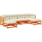 vidaXL 6-delige Loungeset met kussens massief grenenhout wasbruin