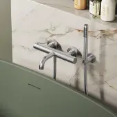 Saniclear London opbouw badkraan RVS look PVD met staafhanddouche