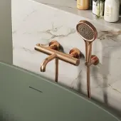 Saniclear London opbouw badkraan geborsteld koper PVD met 3 standen handdouche