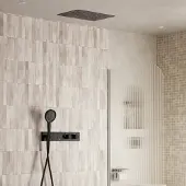 Saniclear Manchester plafond inbouw regendouche 48x33cm mat zwart met 3 standen handdouche