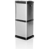 Hjh OFFICE Afvalbak/afvalscheidingssysteem CLEAN VII 32L (2 x 8 l + 16 l) staal zilver