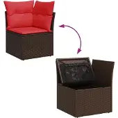 vidaXL - | - Tuinbank - | - met - kussen - met - opslag - Bruin - 62 - x - 62 - x - 69 - cm - Poly - riet