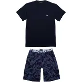 Emporio Armani Pyjama kort donkerblauw / zwart / wit