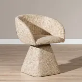 Livin24 Eetkamerstoel Lenn draaibaar chenille beige