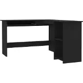 Syfax Zwarte hoekbureau, 120 x 140 x 75 cm, gemaakt van composiethout