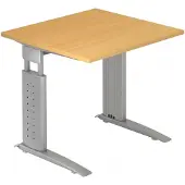 Hjh OFFICE PRO UNDA 8 S - 80 x 80 Beuken/Zilver Tafelhoogte I In hoogte verstelbaar