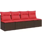 vidaXL | Tuinbank | met kussen Bruin 220 x 62 x 69 cm poly rattan