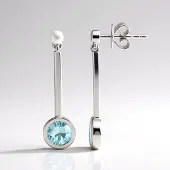 Cavill - Zilveren Oorbellen 925 Sterling Zilver Palladium - Ratanakiri Zirkoon 1,785ct - Ronde Briljant - Bezel Zetting - Elegant 28mm