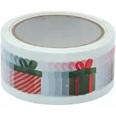 Neopak Kerst Inpak Tape Wit - 50mm x 66m - Cadeau Print