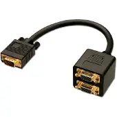 Lindy 41214 VGA Y-adapter [1x VGA-stekker - 2x VGA-stekker] Zwart Vergulde steekcontacten 0.18 m