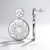 Cavill - Zilveren Oorbellen met 3,45 ct Nigeriaanse Zirkonen - 925 Sterling Zilver - Elegante Hangende Oorbellen - 36 mm Cirkelvormig Design
