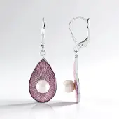 Cavill - Zilveren Oorbellen met 2 Witte Zoetwaterkweekparels 6 mm - 925 Sterling Zilver - Elegante Druppelvorm met Filigraan Blad - Dames Sieraden