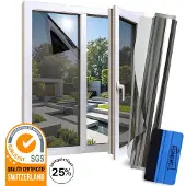 Homewell Zonwerende Raamfolie - 70x300cm - Isolerend - Statisch & Herbruikbaar - Tegen Hitte & Inkijk - HR+ Geschikt – 25% Spiegeleffect Zwart